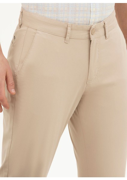 Normal Bel Normal Paça Regular Fit Bej Erkek Pantolon Rıver