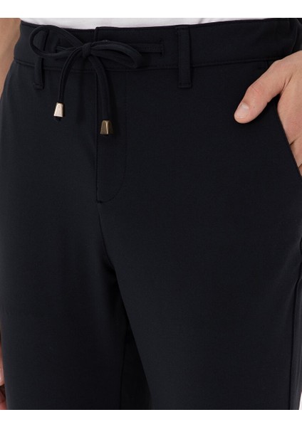Lacivert Slim Esnek Jogger Fit Kanvas Pantolon