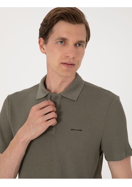 Haki Slim Fit Örme Dokulu Polo Yaka Tişört fiyatları