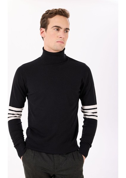 Siyah Erkek Balıkçı Regular Fit Kazak UMA24102LU