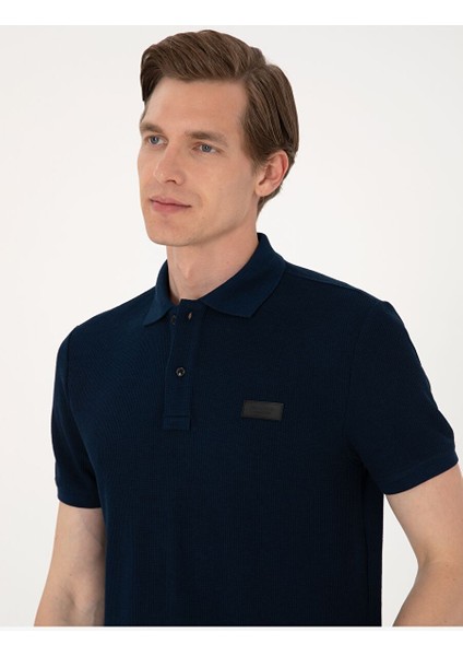 Lacivert Slim Fit Örme Dokulu Polo Yaka Tişört fiyatları