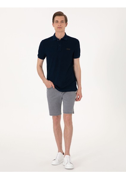 Lacivert Slim Fit Örme Dokulu Polo Yaka Tişört fırsatları