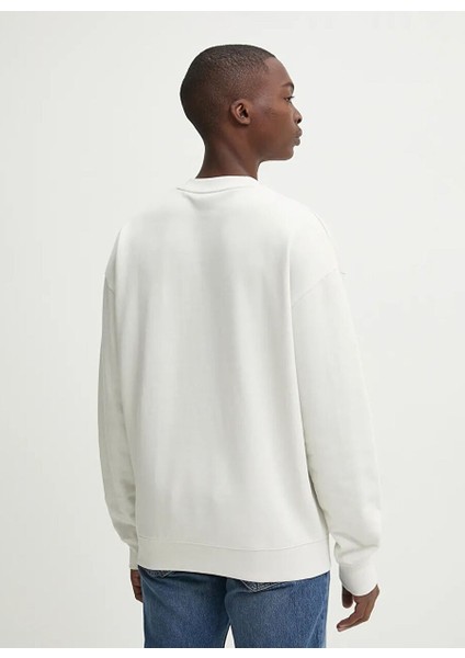 Beyaz Erkek Bisiklet Relaxed Düz Sweatshirt 50521081_DLOGONTY