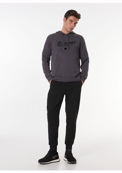 Antrasit Erkek Kapüşon Basic Baskılı Sweatshirt M4WM-SWT-1529