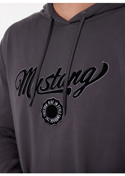 Antrasit Erkek Kapüşon Basic Baskılı Sweatshirt M4WM-SWT-1529