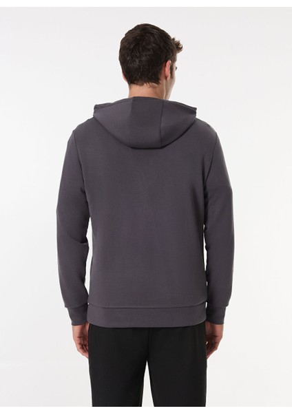 Antrasit Erkek Kapüşon Basic Baskılı Sweatshirt M4WM-SWT-1529