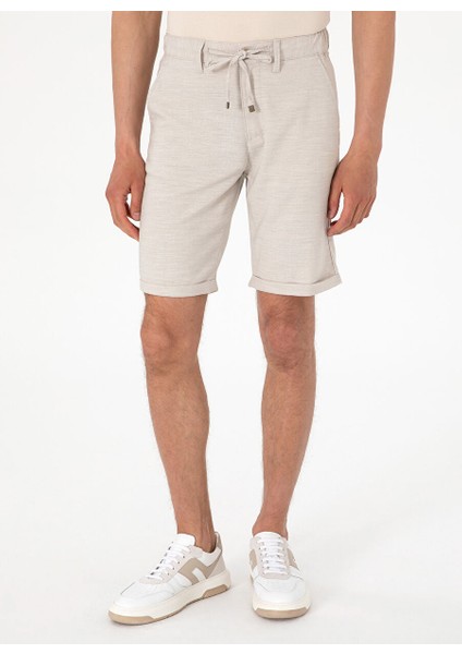 Bej Erkek Slim Fit Şort Rıco