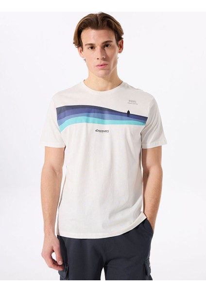Kırık Beyaz Erkek Bisiklet Yaka Relaxed Baskılı T-Shirt Hardap fiyatları