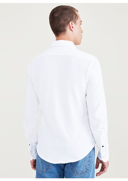 Beyaz Erkek Gömlek Slim Fit Gömlek Smart 360 Flex Alpha Button Up Göml fiyatları