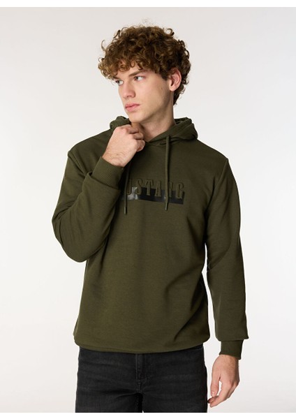 Haki Erkek Bisiklet Relaxed Baskılı Sweatshirt M4WM-SWT-1801