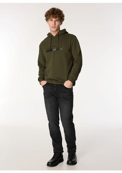 Haki Erkek Bisiklet Relaxed Baskılı Sweatshirt M4WM-SWT-1801