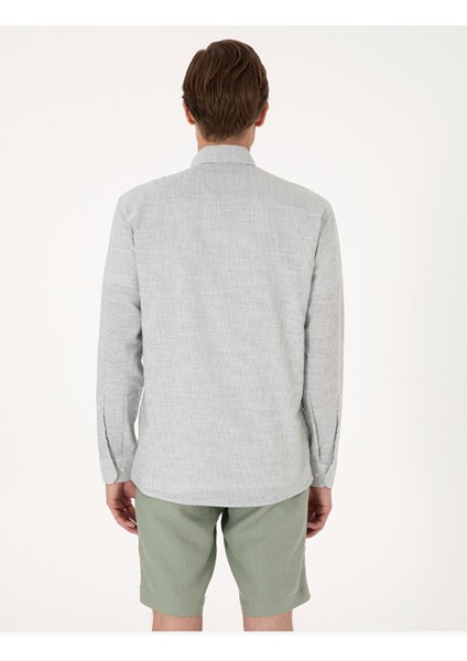 Yeşil Slim Fit Uzun Kollu Gömlek