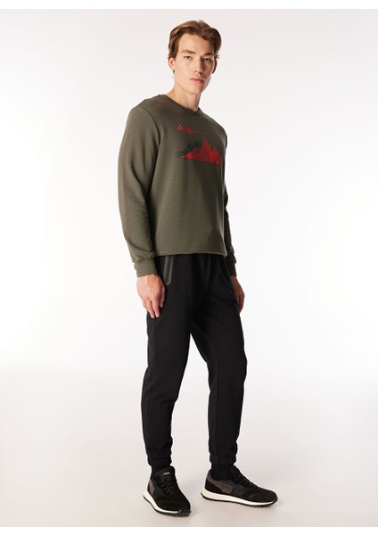 Haki Erkek Bisiklet Relaxed Baskılı Sweatshirt C4WM-SWT4237