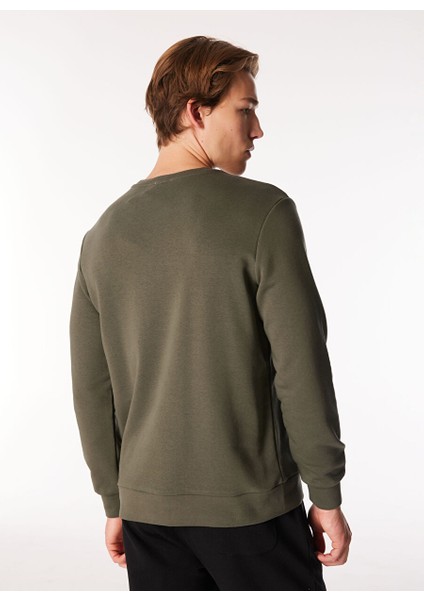 Haki Erkek Bisiklet Relaxed Baskılı Sweatshirt C4WM-SWT4237