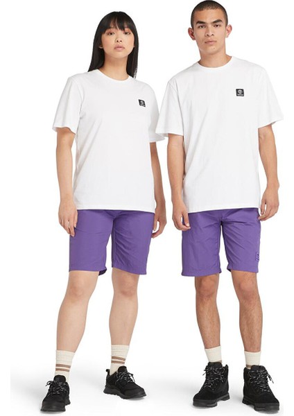 Tımberland Beyaz Short Sleeve Woven Badge Tee Erkek T-Shirt TB0A5RCE1001