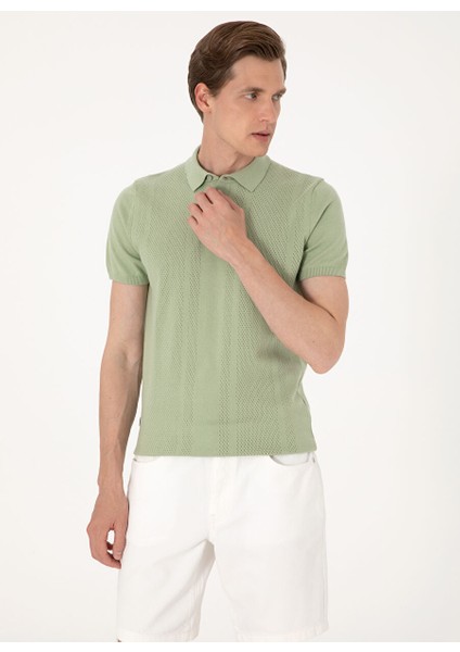 Haki Erkek Düğmeli Slim Fit Kazak Dalıa modelleri