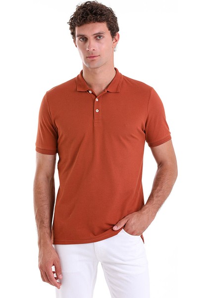 Kahverengi Regular Fit Düz 100% Pamuklu Polo Yaka Tişört fırsatları