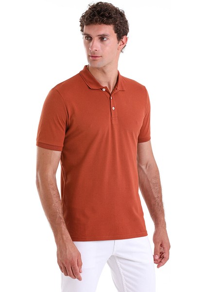 Kahverengi Regular Fit Düz 100% Pamuklu Polo Yaka Tişört indirimleri