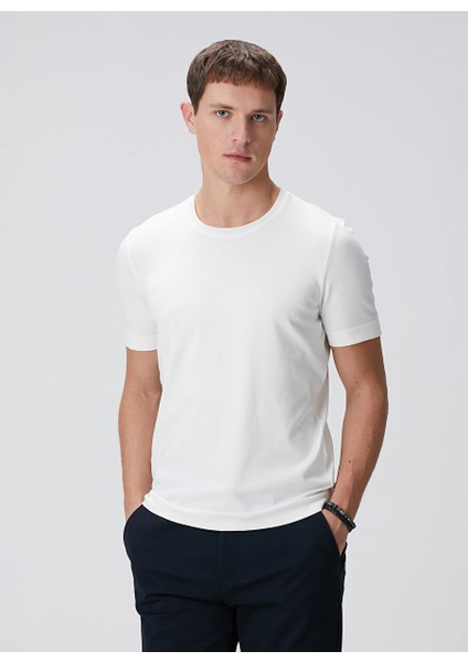 Ekru Erkek Bisiklet Slim Fit Kazak 1093987