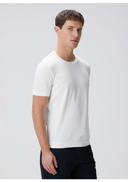 Ekru Erkek Bisiklet Slim Fit Kazak 1093987