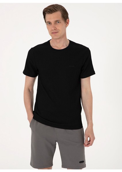 Siyah Erkek Slim Fit T-Shirt Mıranda