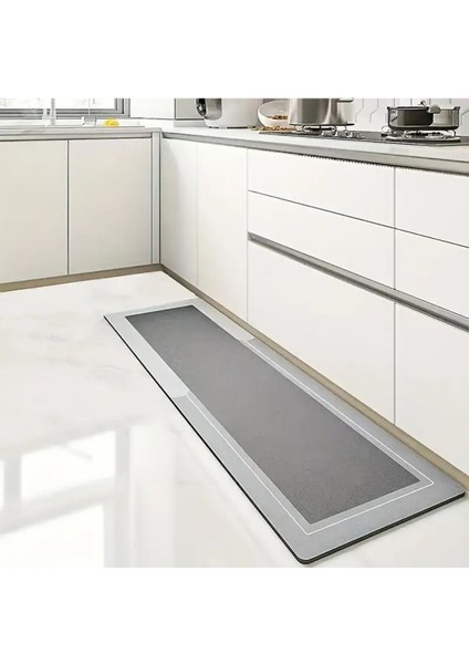Yazısız Model Mutfak Paspası Sihirli Su Emici Banyo Paspası Kaymaz Tabanlı 156X38 cm M-61