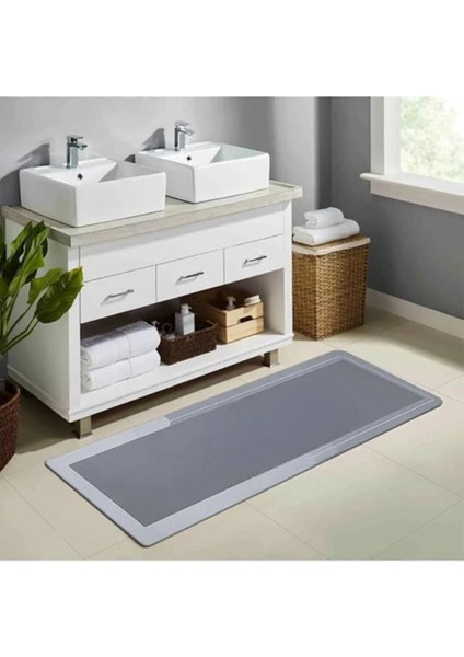Yazısız Model Mutfak Paspası Sihirli Su Emici Banyo Paspası Kaymaz Tabanlı 156X38 cm M-61
