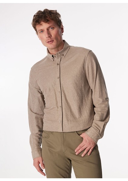 Açık Kahve Erkek Düğmeli Regular Fit Gömlek FC4SM-GML 0877