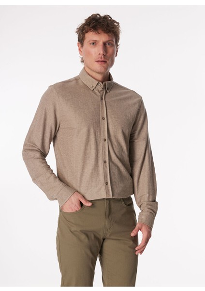 Açık Kahve Erkek Düğmeli Regular Fit Gömlek FC4SM-GML 0877