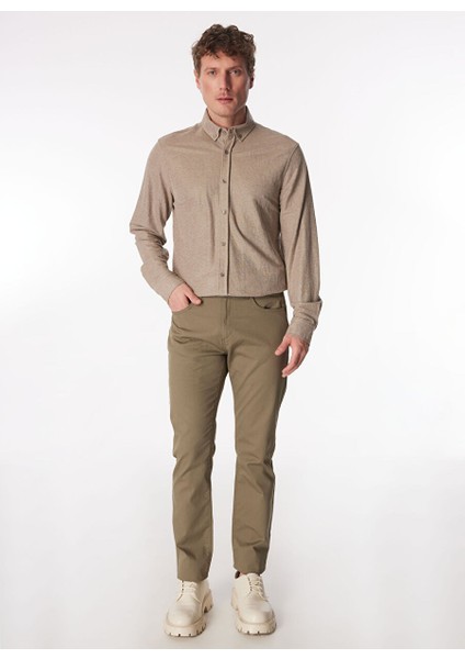 Açık Kahve Erkek Düğmeli Regular Fit Gömlek FC4SM-GML 0877