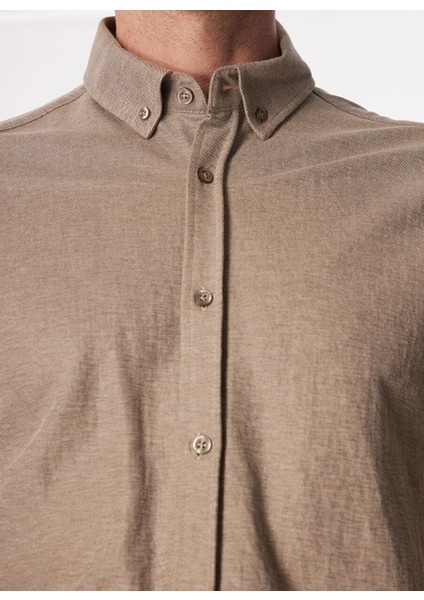 Açık Kahve Erkek Düğmeli Regular Fit Gömlek FC4SM-GML 0877