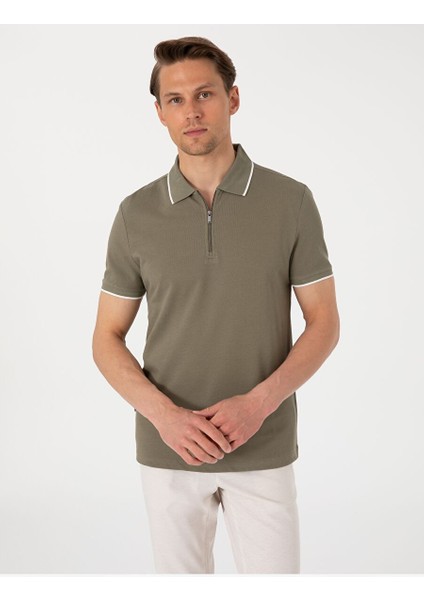 Haki Slim Fit Polo Yaka Tişört
