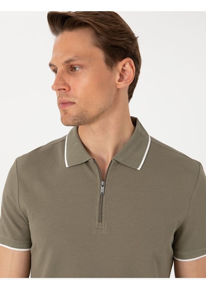 Haki Slim Fit Polo Yaka Tişört fiyatları