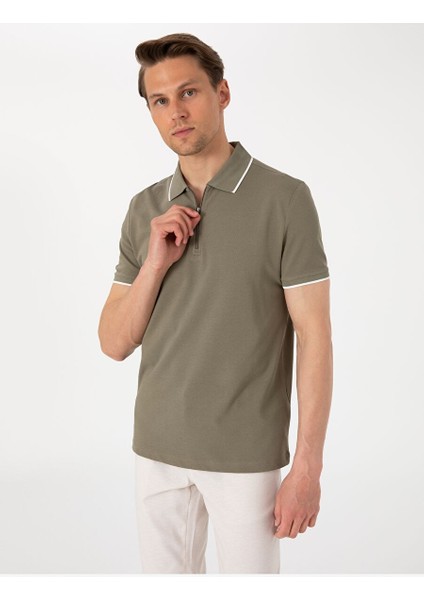 Haki Slim Fit Polo Yaka Tişört modelleri
