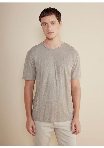 Bisiklet Yaka Kahve Erkek T-Shirt BBSS24MTS008