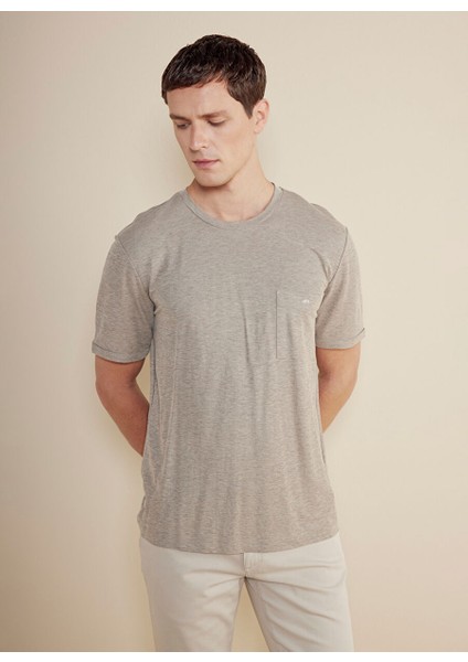 Bisiklet Yaka Kahve Erkek T-Shirt BBSS24MTS008