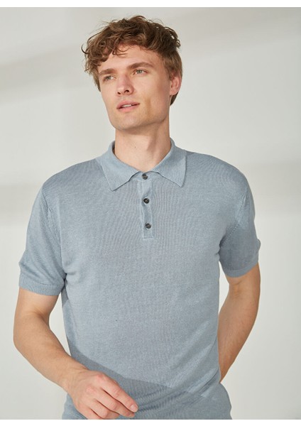 Polo Yaka Gri Erkek T-Shirt Mr Compaorta