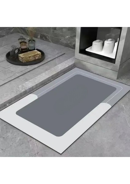 Kare Sihirli Su Emici Banyo Paspası Kaymaz Tabanlı Ayak Paspası 38X58 cm Yazısız Model M-60