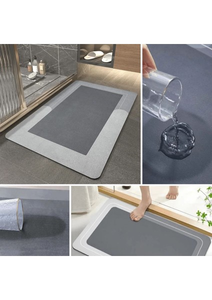 Kare Sihirli Su Emici Banyo Paspası Kaymaz Tabanlı Ayak Paspası 38X58 cm Yazısız Model M-60