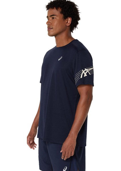 2011D239-400 Asıcs Icon Ss Top Lacivert Yuvarlak Yaka Normal Kalıp Erkek T-Shirt
