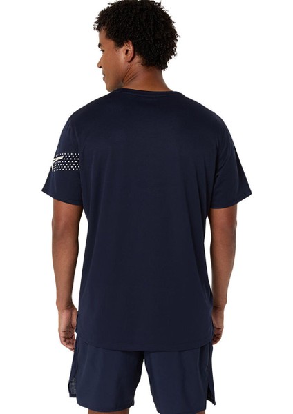 2011D239-400 Asıcs Icon Ss Top Lacivert Yuvarlak Yaka Normal Kalıp Erkek T-Shirt
