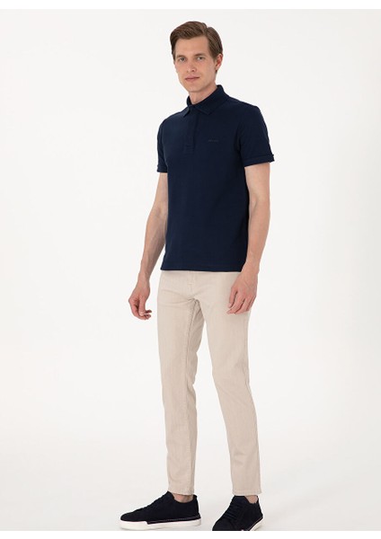 Bej Erkek Slim Fit Denim Pantolon Want