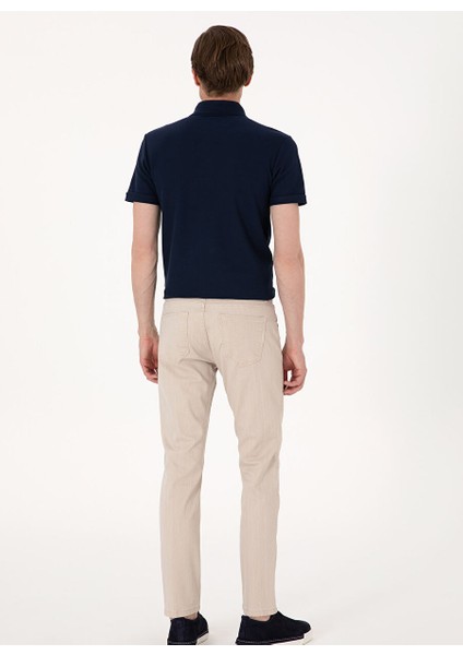 Bej Erkek Slim Fit Denim Pantolon Want