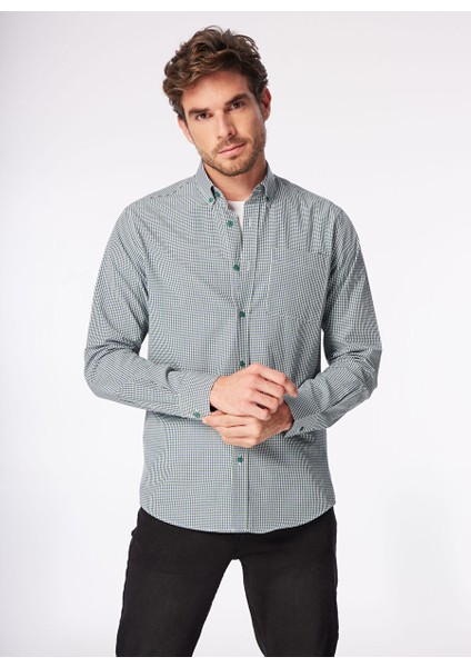 Yeşil Erkek Düğmeli Regular Fit Gömlek cm Mydos 104