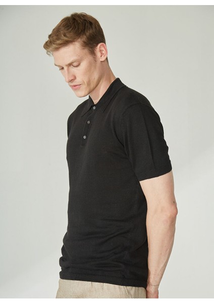 Polo Yaka Siyah Erkek T-Shirt Mr Compaorta