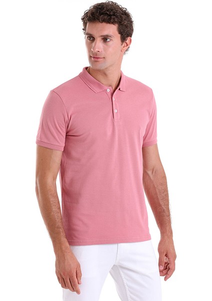 Gül Kurusu Regular Fit Düz 100% Pamuklu Polo Yaka Tişört