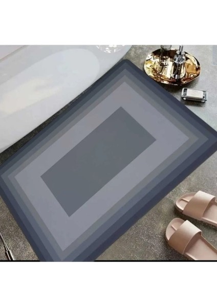 Kare Yazısız Model Sihirli Su Emici Banyo Paspası Kaymaz Tabanlı Abdest Paspası 38X58 cm M-60 modelleri