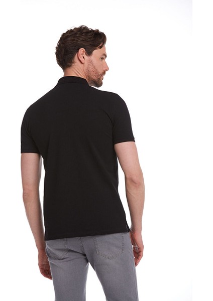 Siyah Regular Fit Düz 100% Pamuk Polo Yaka Tişört indirimleri