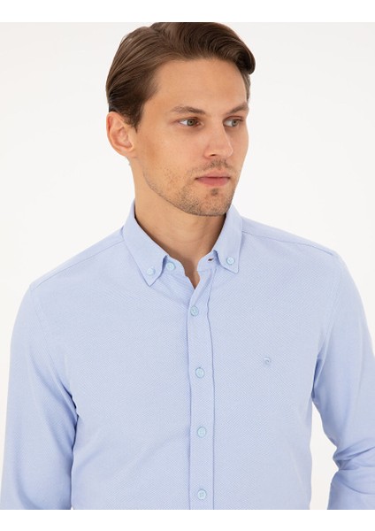 Açık Mavi Slim Fit Uzun Kollu Gömlek