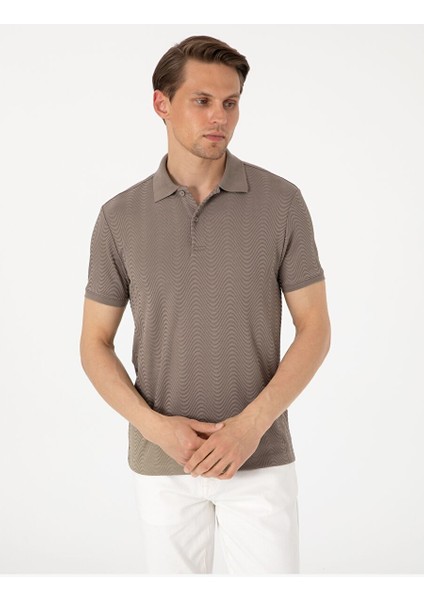 Koyu Vizon Slim Fit Polo Yaka Tişört modelleri